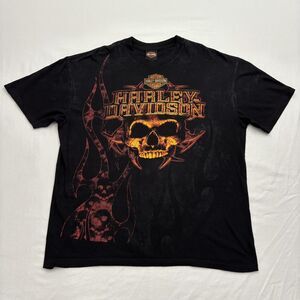 Harley-Davidson Vintage Skull Biker Grunge Short Sleeved Tee Size XL  RARE